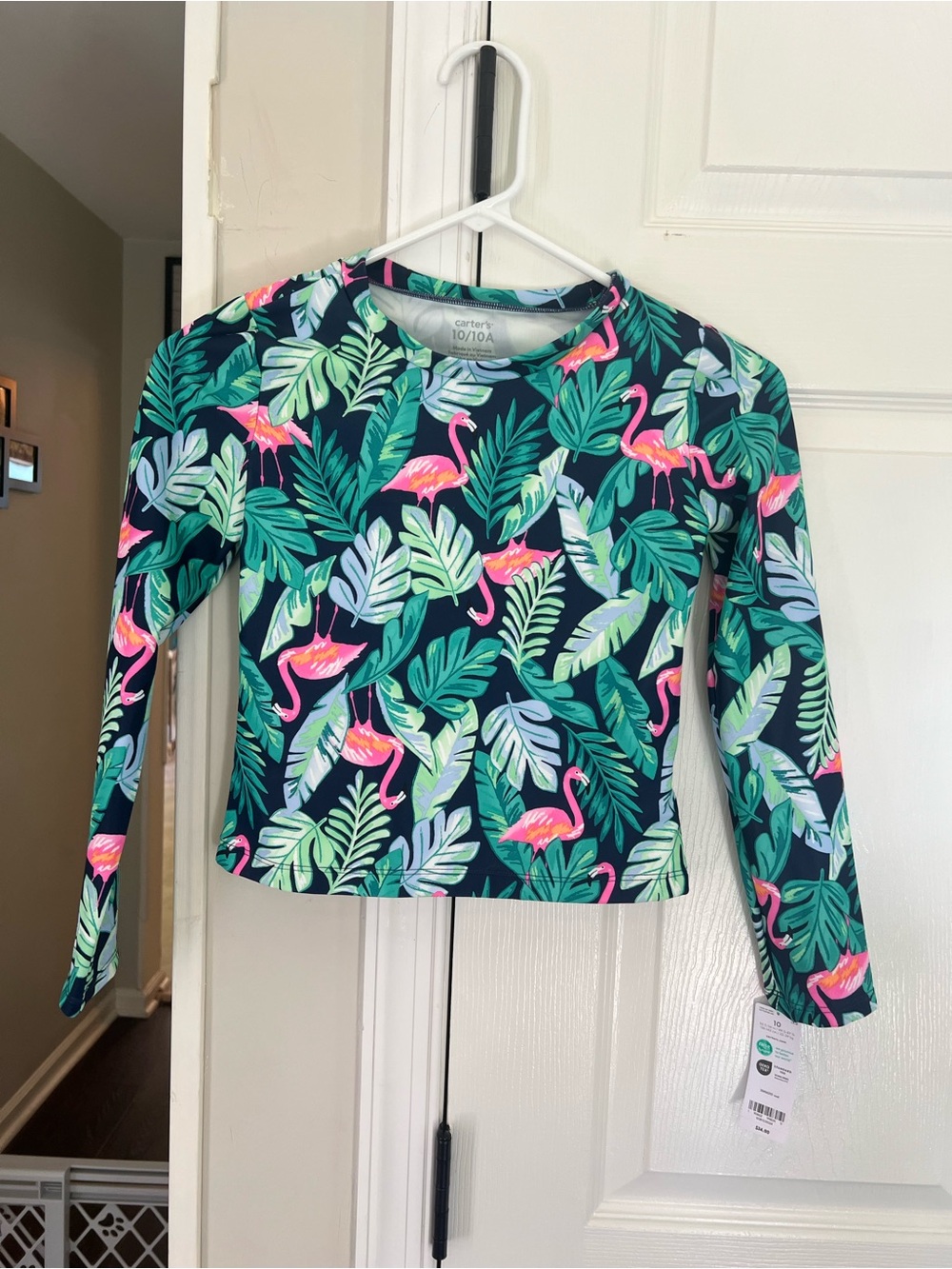 Carter's Girl Bathing Suit Rash guard Navy, Teal & Pink Tropical Flamingo Top